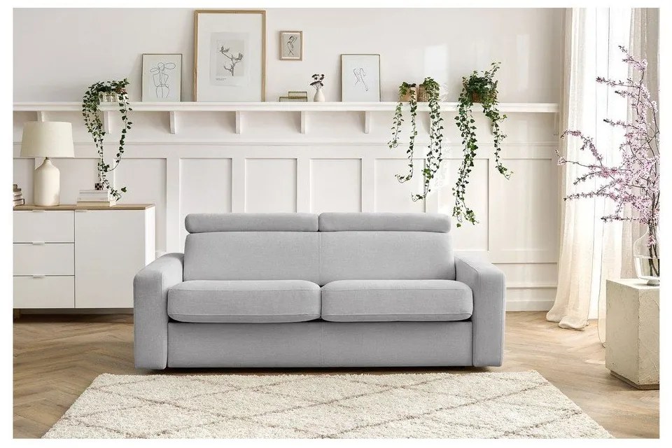 Canapea gri deschis extensibilă 195 cm Monaco – Bobochic Paris