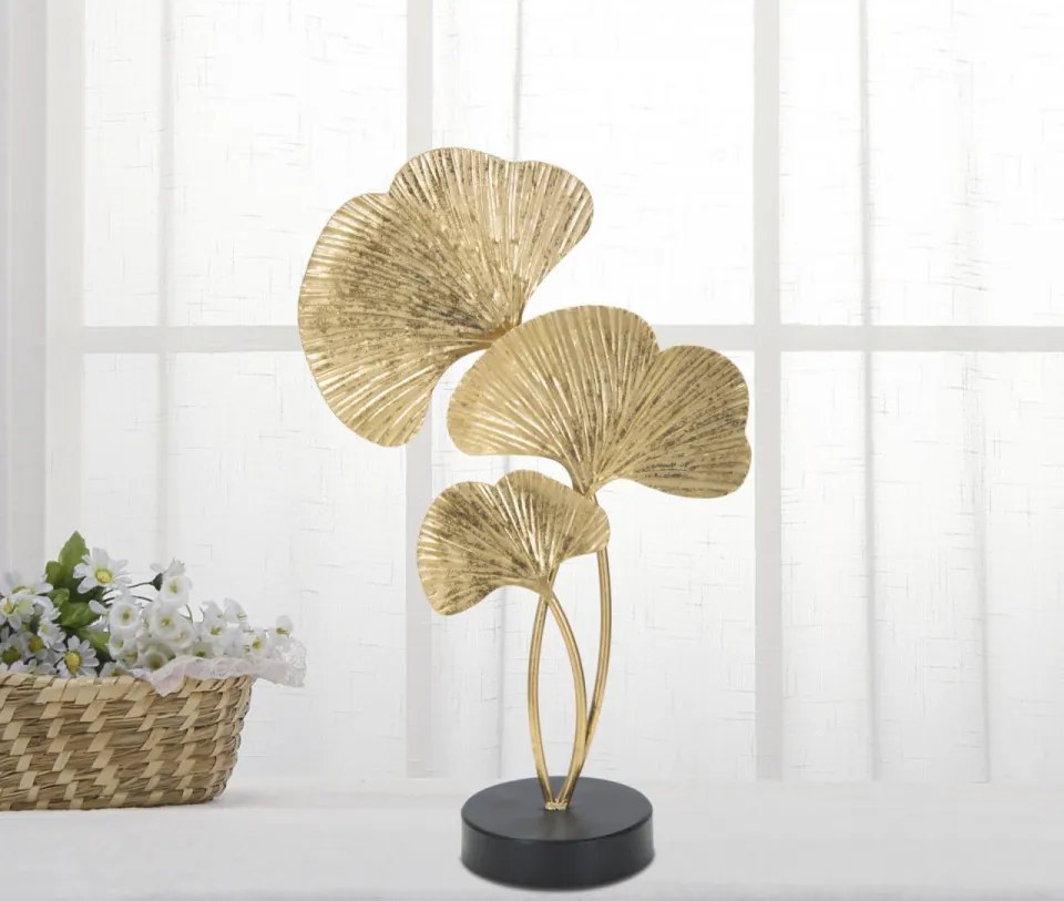 Decoratiune frunze aurii din metal, 24,5x10,5x40,5 cm, Leaf Mauro Ferretti