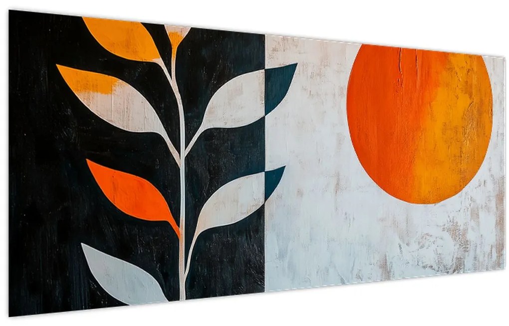 Tablou - Abstracție cu plantă și soare (120x50 cm)