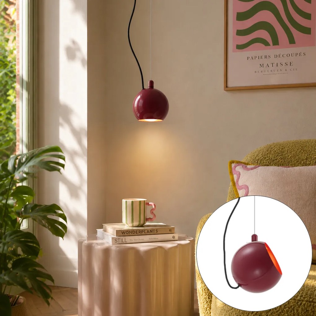 Lampă suspendată de design roșie pentru sistem de șină monofazat - Slimline Sara