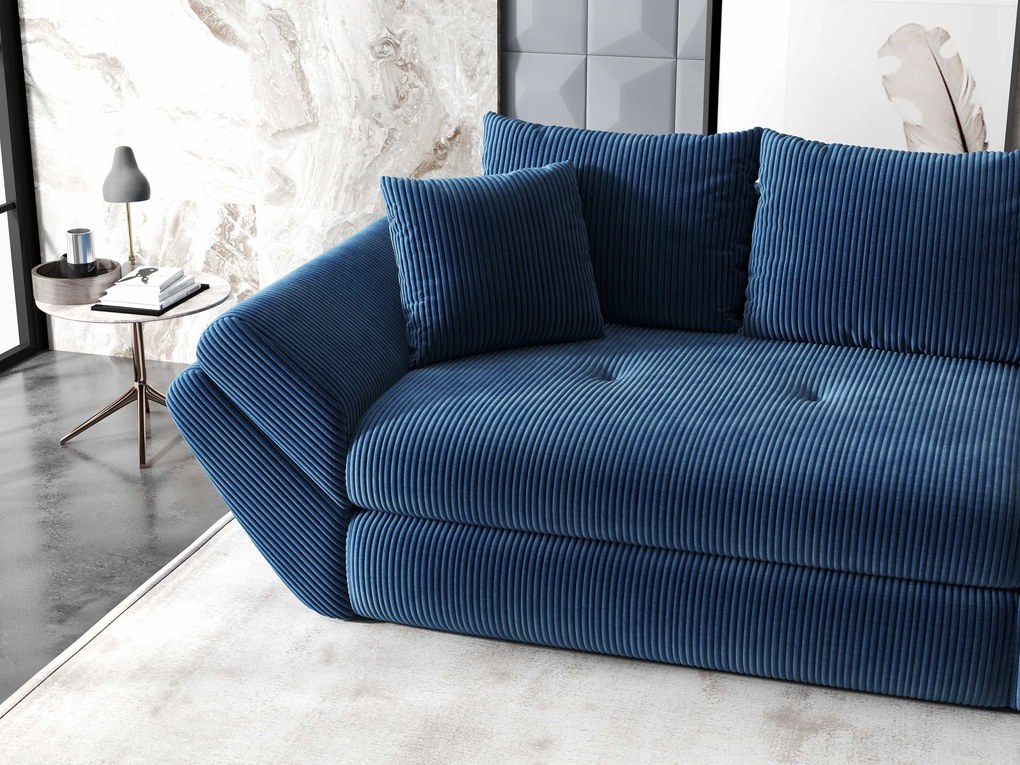 Canapea extensibilă dumonde cu ladă de depozitare si sezut confortabil din spuma high-density, Loana Zoom Albastru 300x100 cm