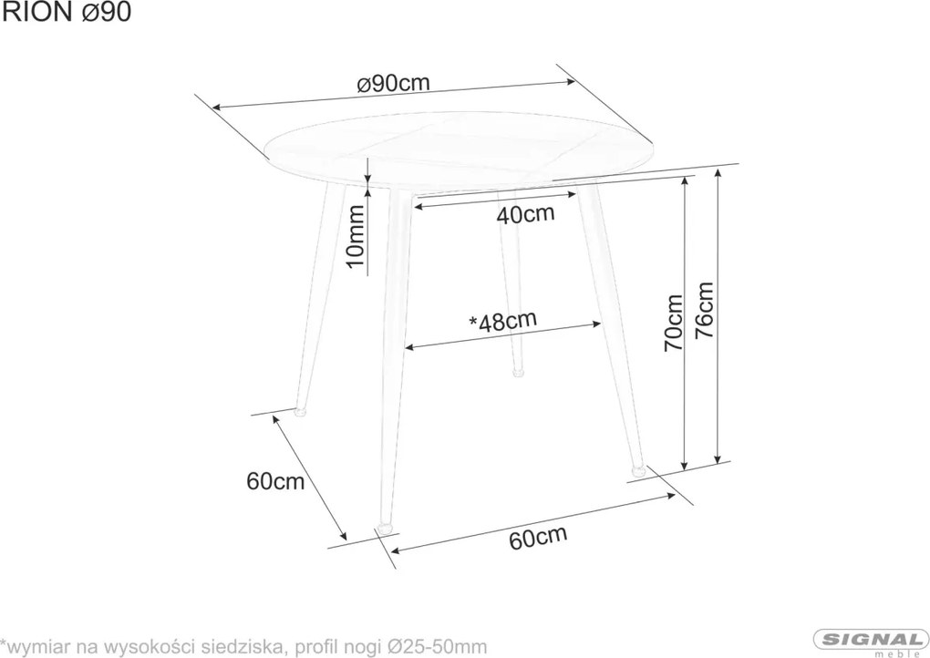 Masa Rion neagra ø90 cm