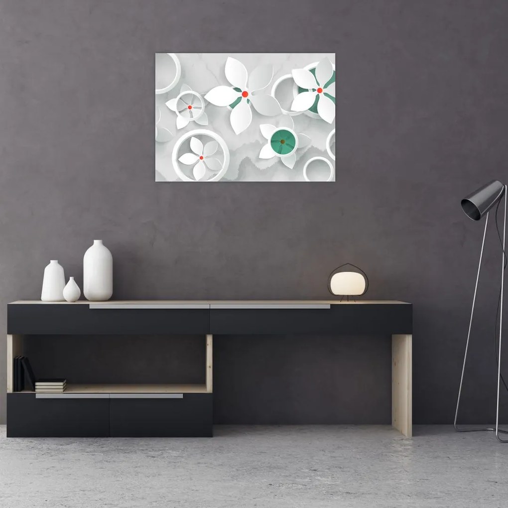 Tablou pe sticlă abstracției florale (70x50 cm)