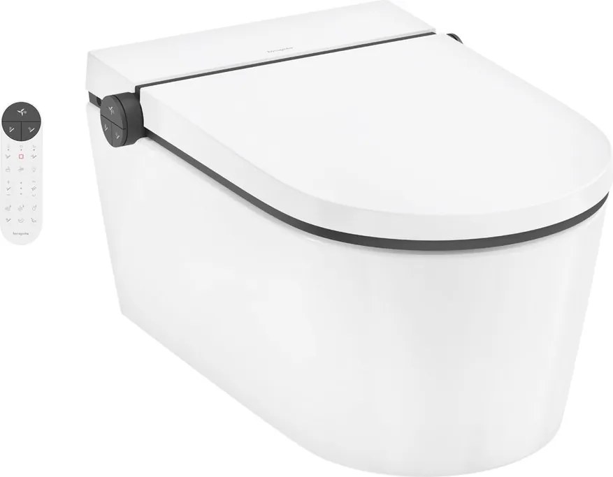 Set vas WC suspendat Hansgrohe LavaPura Element S SmartClean, HygieneEffect, cu functie de bideu electric si capac softclose alb