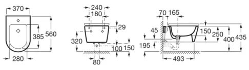 Roca A357525000 - Bideu suspendat INSPIRA, ceramică, alb