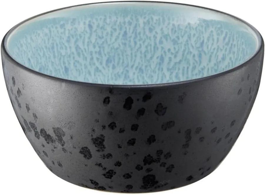 Bol din ceramică și glazură interioară albastru deschis Bitz Mensa, diametru 12 cm, negru