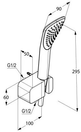Set de dus, Kludi Fizz, cu para, furtun si conector cu agatatoare, crom, 6767005-00