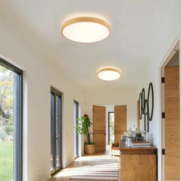 Brilagi-LED Corp de iluminat reglabil GLASS POOL DOUBLE LED, 48W, 230V, 40 cm, decor lemn + telecomandă