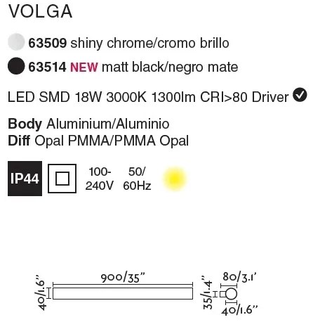 Aplica LED pentru oglinda baie moderna IP44 VOLGA 18W 63514