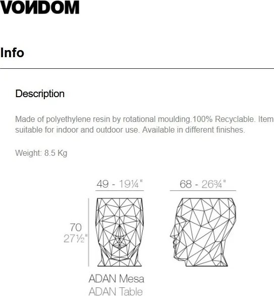 Masa exterior/interior design decorativ ADAN STOOL, mat