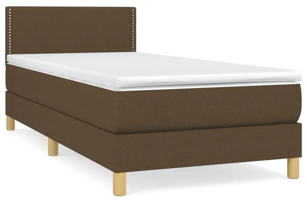3140492 vidaXL Pat box spring cu saltea, maro închis, 80x200 cm, textil