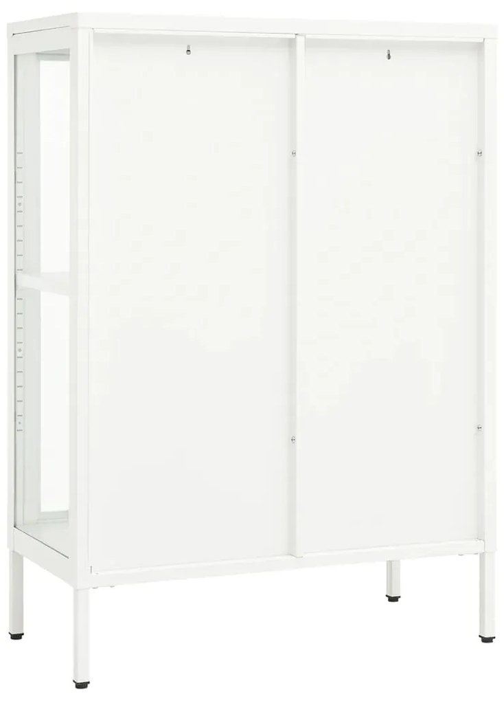 Servanta, alb, 75x35x105 cm, otel si sticla 1, Alb