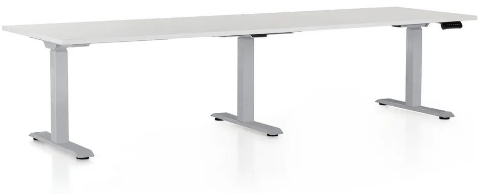 Masa inaltime reglabila OfficeTech Long, 260 x 80 cm, bază gri, alb