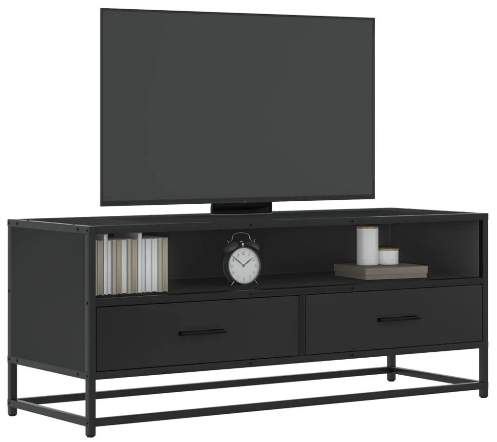vidaXL Dulap TV, negru, 100x34,5x40 cm, lemn prelucrat și metal