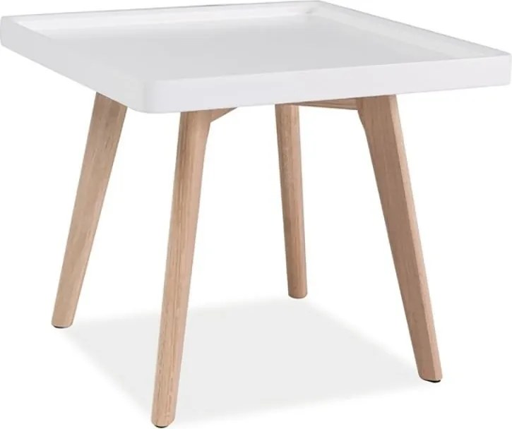 Masuta de cafea design scandinav dim.48x48cm, MILAN L4 alb/ stejar MILANL4BD SM