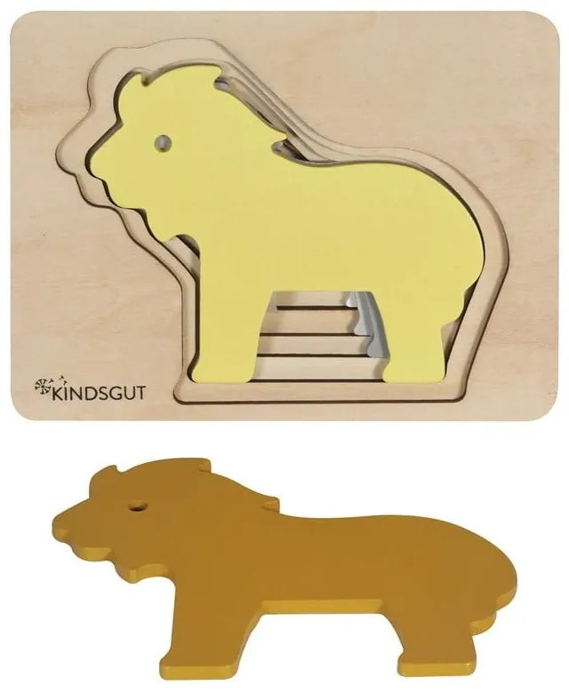 Puzzle din lemn pentru copii Kindsgut Lion