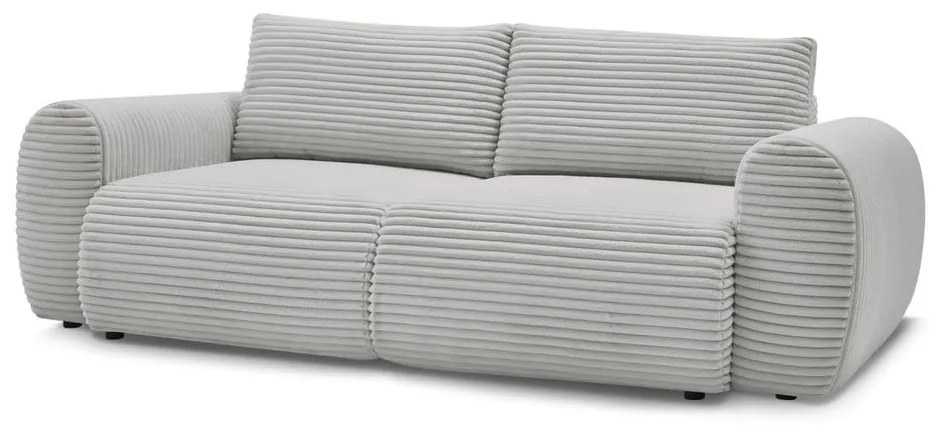 Canapea gri deschis extensibilă cu tapițerie din catifea reiată 257 cm Lucien – Bobochic Paris