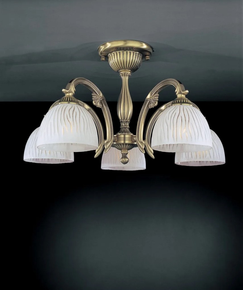 Lustra aplicata cu 5 brate clasica design italian din alama, sticla 5650 RA-PL. 5670/5