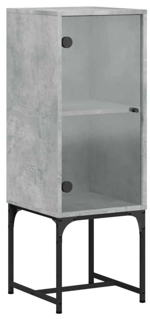 836556 vidaXL Dulap lateral cu uşă din sticlă, gri beton, 35x37x100 cm