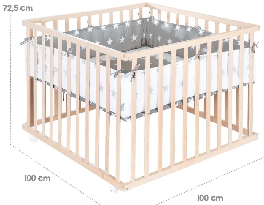 Țarc pentru copii în culoare naturală 100x100 cm – Roba