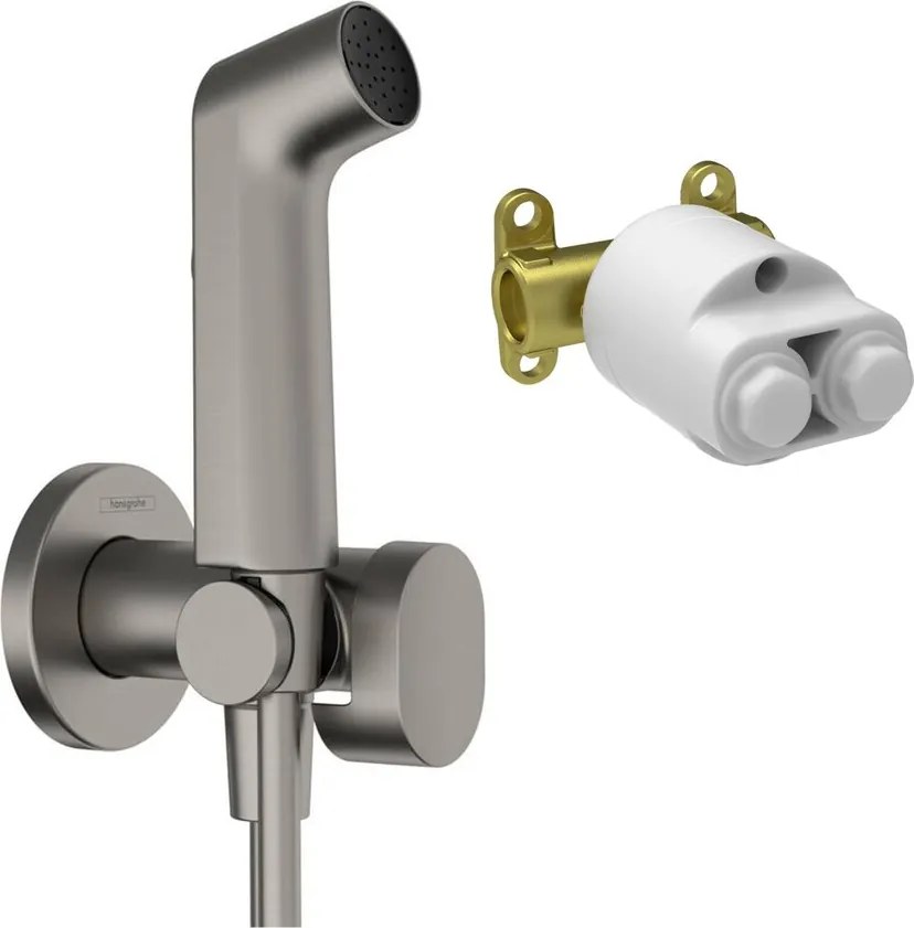 Set dus igienic cu corp ingropat Hansgrohe Bidette S EcoSmart 1 jet negru-crom periat