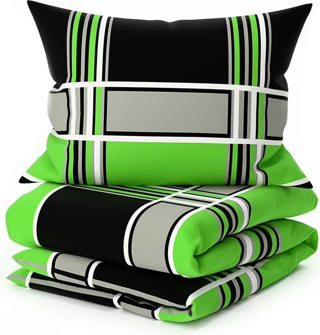 Lenjerie de pat din policoton KARO POLY verde Dimensiune lenjerie de pat: 70 x 90 cm | 140 x 200 cm