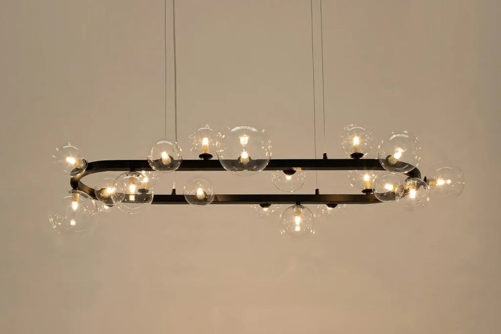 Lustra moderna cu 20 de surse de lumina LINEA Oval 120 negru