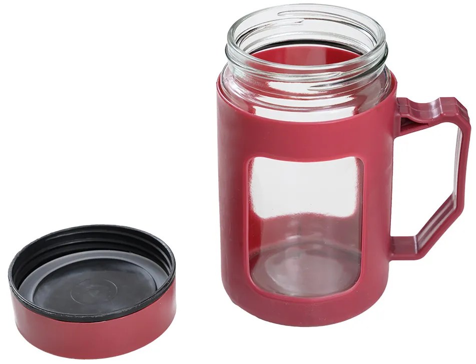 Sticla de sticla cu maner BREW 500 ml, rosie