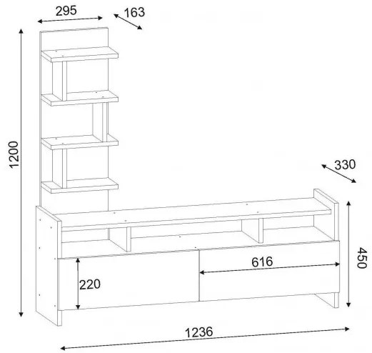 Comoda TV Aldora - Alb, Walnut