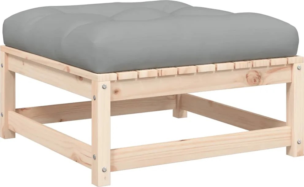 vidaXL Taburet de grădină cu pernă, lemn masiv de pin