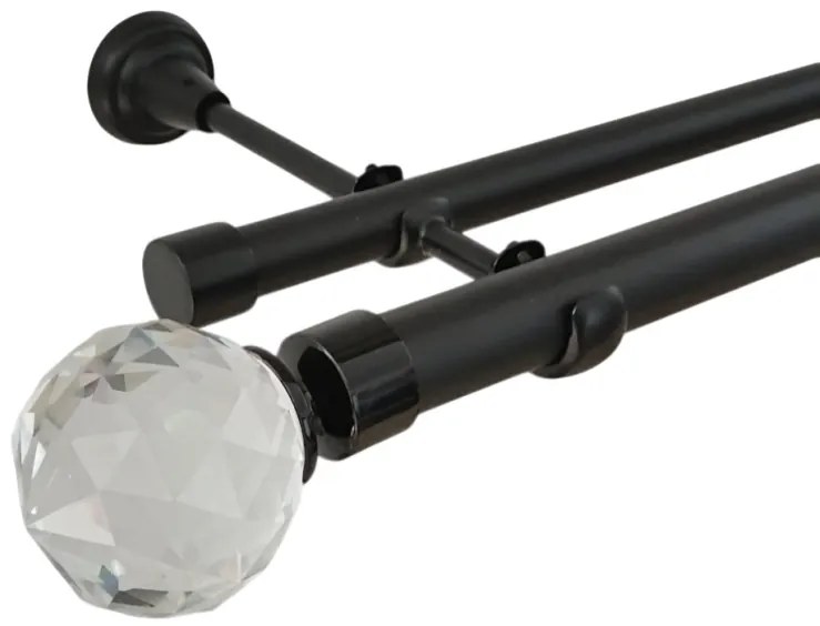Galerie dubla fara inele kula cristal - 25/19 - negru (Alege marime: 200 cm)