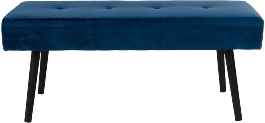 Bancă cu tapițerie de catifea House Nordic Skiby, 100 x 35 cm, albastru închis