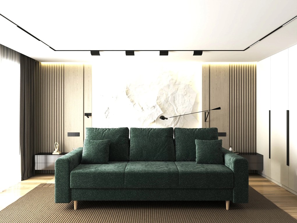 Canapea extensibilă dumonde cu ladă de depozitare si sezut confortabil din spuma high-density, Kronos Euphoria Verde 210x100 cm