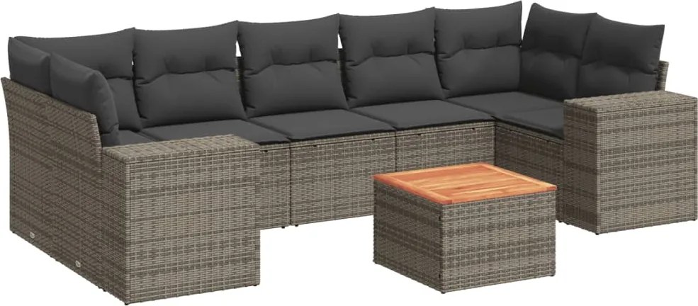 vidaXL Set canapele de grădină cu perne, 8 piese, gri, poliratan