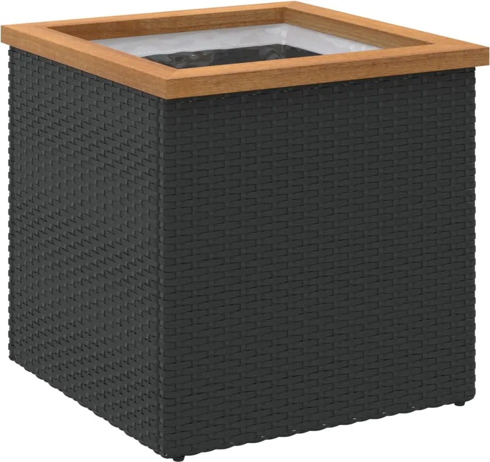 vidaXL Jardinieră, negru, 40x40x40 cm, poliratan