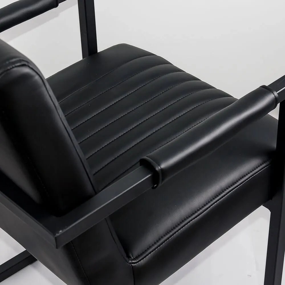 Scaun vizitator negru OFF 834 din piele sintetică cu mânere metalice și cadru vopsit