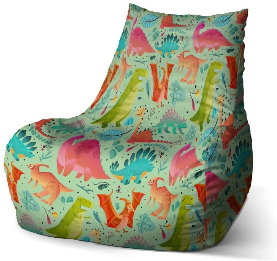 Sac de șezut Bean dinozauri în iarbă - pentru copii, colorat