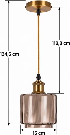 BRILAGI-LED Lustră pe cablu RETRO GLASS 1xE27/60W/230V Ø 15 cm auriu/bej fumuriu