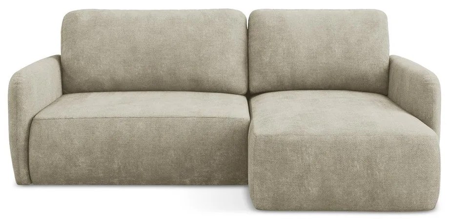 Colțar bej extensibil/cu spațiu de depozitare cu tapițerie din chenille (cu colț pe partea dreaptă/cu șezlong) Lilo – Makamii