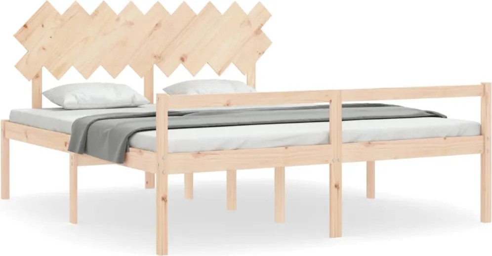 vidaXL Cadru de pat senior cu tăblie, Super King Size, lemn masiv