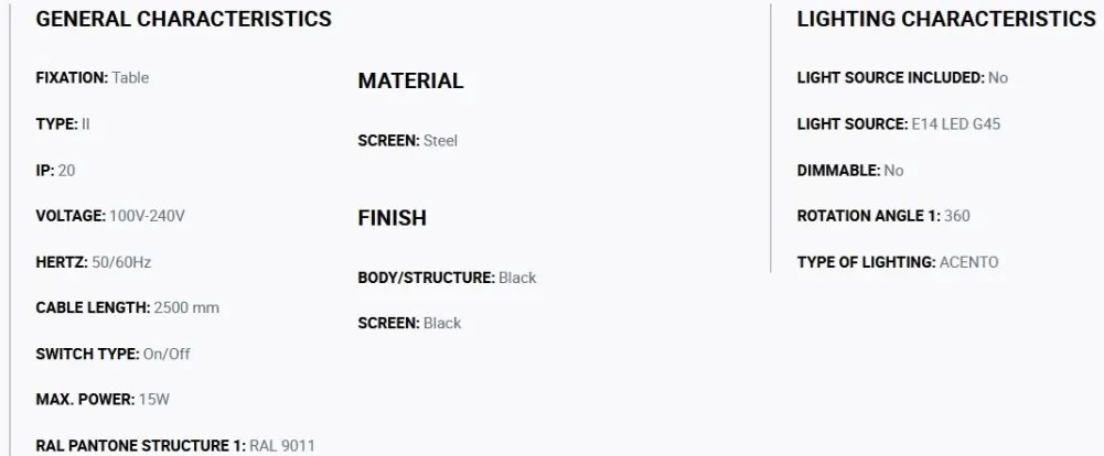 Veioza mobila directionabila MATILDA neagra