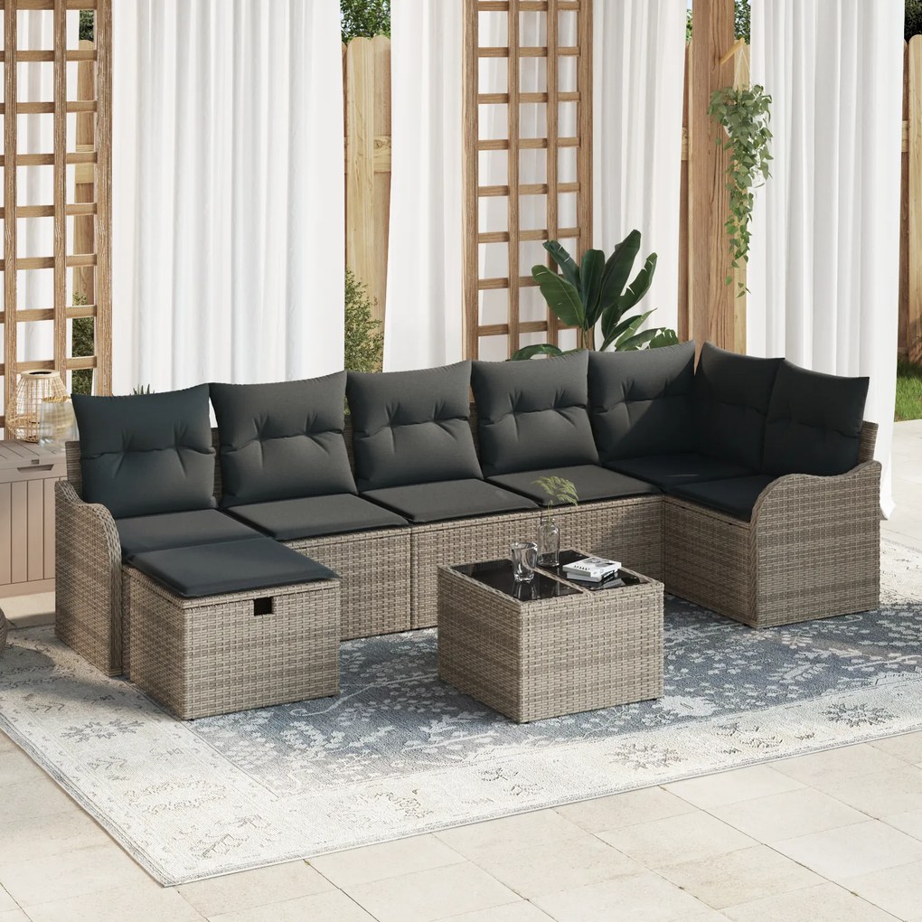 vidaXL Set de canapele pentru grădină 8 pcs Gri 287.5 x 122.5 x 85 cm
