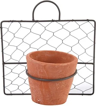 Suport metalic de perete cu ghiveci, negru, 20x11x21.5 cm