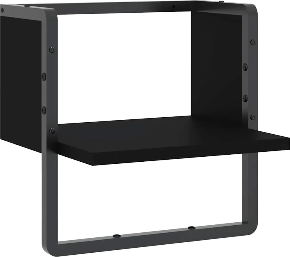 vidaXL Raft de perete cu bare, negru, 30x25x30 cm