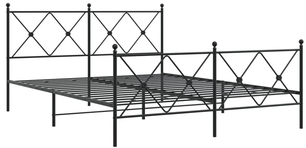 376523 vidaXL Cadru pat metalic cu tăblie de cap/picioare, negru, 160x200 cm