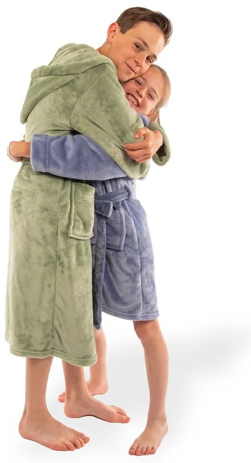 Halat pentru copii verde 122-128 din micropluș/cocolino Delux – Tiseco Home Studio