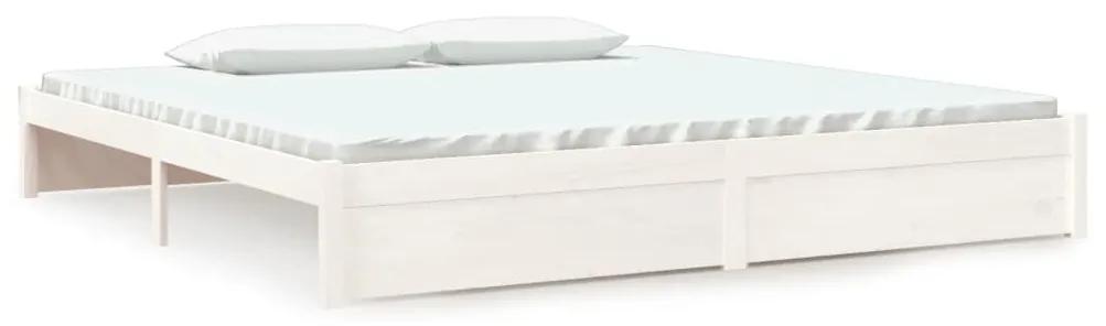 814970 vidaXL Cadru de pat, alb, 200x200 cm, lemn masiv de pin