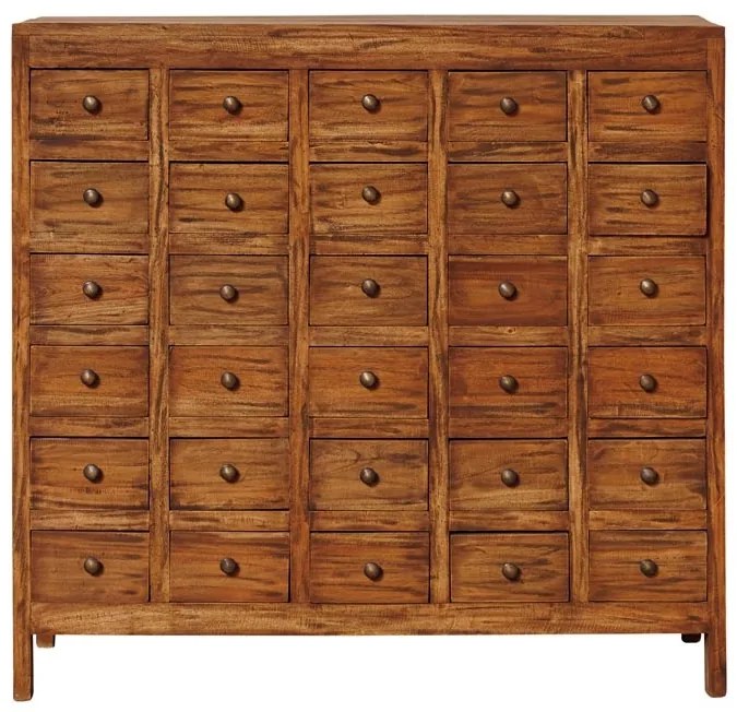Comoda natur, din lemn de mahon, cu 30 de sertare, aspect vintage, Mercerie