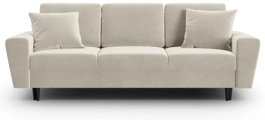 Canapea bej extensibilă, cu spațiu de depozitare cu tapițerie din catifea 235 cm Kyoto – Cosmopolitan Design