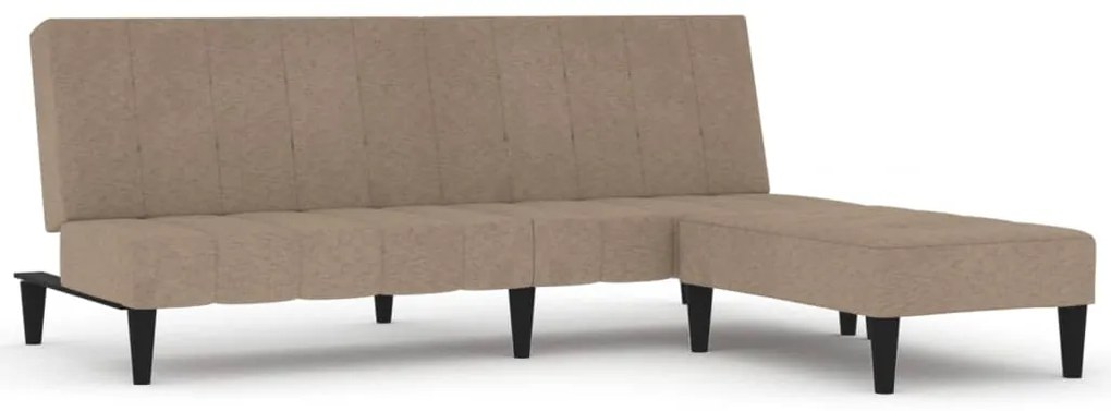 3121283 vidaXL Canapea extensibilă cu 2 locuri cu taburet, taupe, microfibră